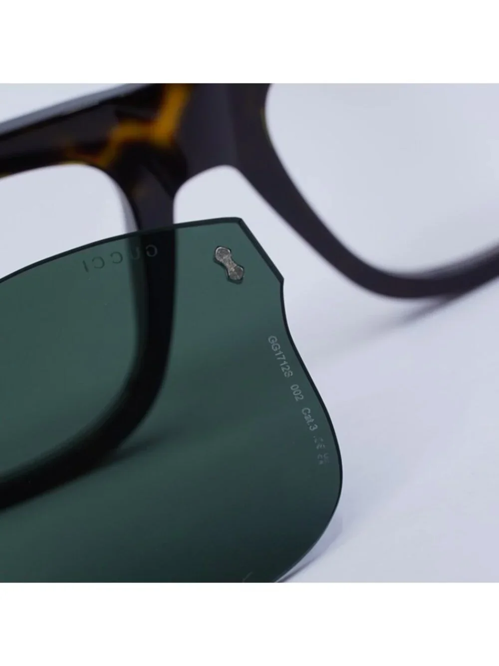 Gucci GG1712S 002 Sunglasses Havana Square Frame, Clear with Clip-On Lenses